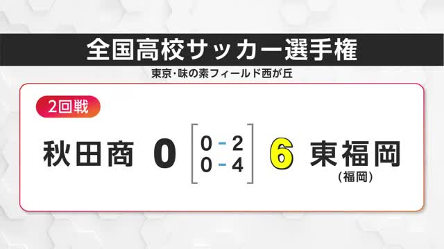全国高校サッカー選手権　秋田商業は初戦で東福岡に6－0で敗れる　秋田